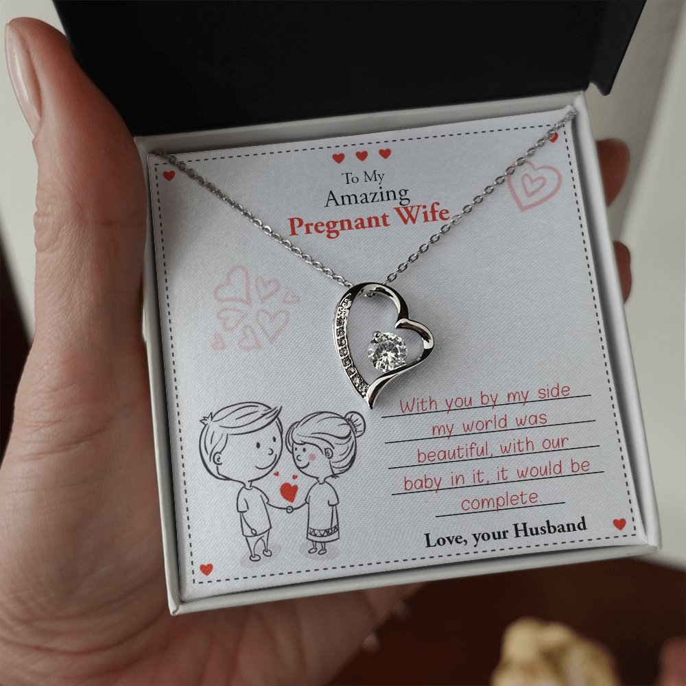 To My Amazing Pregnant Wife | With You (Forever Love Necklace) | Jewelry | C30025TG, C30025TR, lx-C30025, PB23-WOOD, PROD-2079639, PT-781, TNM-1, USER-43062 | TageUnlimited