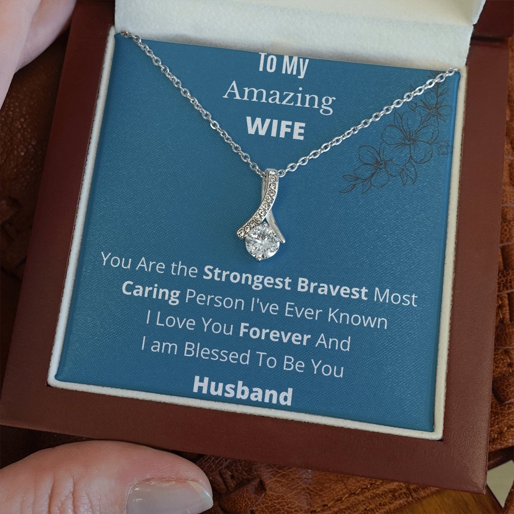 To My Amazing Wife | Alluring Beauty Necklace with Message Card + BOX | Jewelry | C30084TG, C30084TR, lx-C30084, PB23-WOOD, PROD-1574397, PT-930, TNM-1, USER-43062, WARRANTY-UPSELL | TageUnlimited