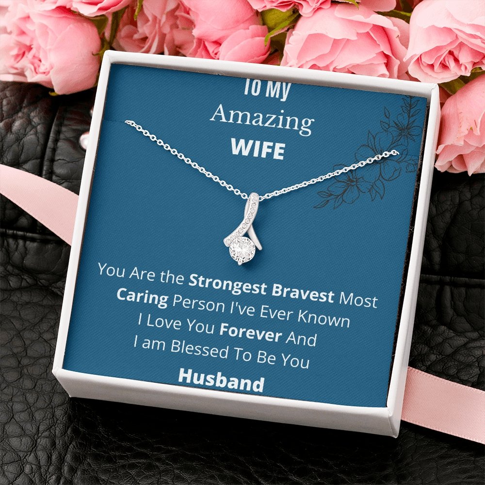 To My Amazing Wife | Alluring Beauty Necklace with Message Card + BOX | Jewelry | C30084TG, C30084TR, lx-C30084, PB23-WOOD, PROD-1574397, PT-930, TNM-1, USER-43062, WARRANTY-UPSELL | TageUnlimited