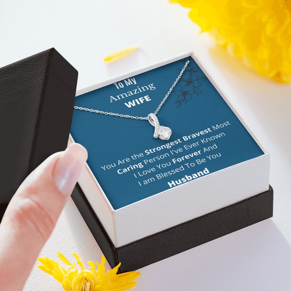 To My Amazing Wife | Alluring Beauty Necklace with Message Card + BOX | Jewelry | C30084TG, C30084TR, lx-C30084, PB23-WOOD, PROD-1574397, PT-930, TNM-1, USER-43062, WARRANTY-UPSELL | TageUnlimited