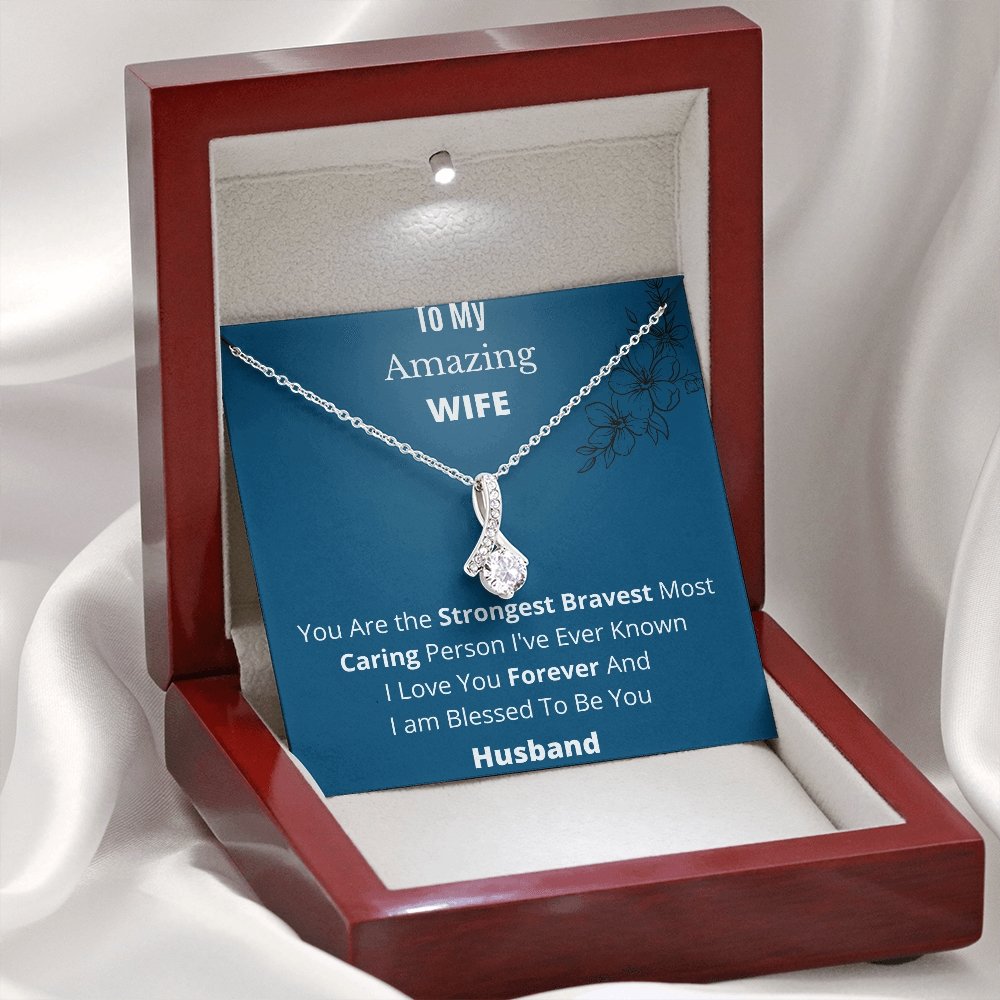 To My Amazing Wife | Alluring Beauty Necklace with Message Card + BOX | Jewelry | C30084TG, C30084TR, lx-C30084, PB23-WOOD, PROD-1574397, PT-930, TNM-1, USER-43062, WARRANTY-UPSELL | TageUnlimited