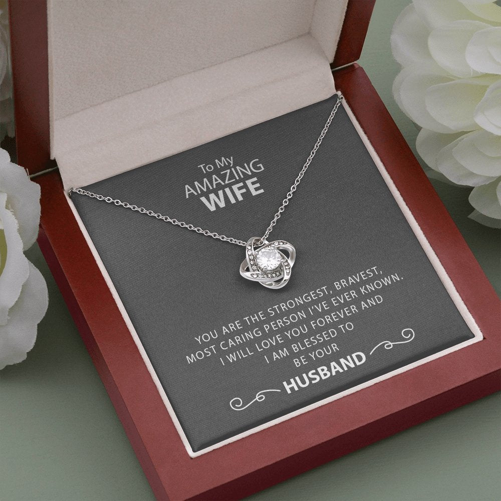 To My Amazing Wife | Strongest and Bravest Necklace 💎💓 | Jewelry | C30011TG, C30011TR, lx-C30011, PB23-WOOD, PROD-1582905, PT-922, TNM-1, USER-43062, WARRANTY-UPSELL | TageUnlimited