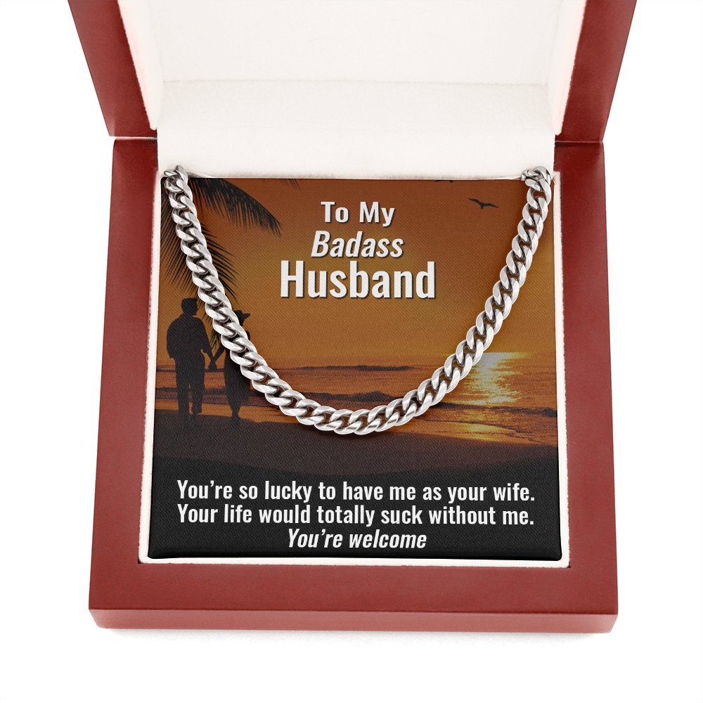 To My Badass Husband | You're So Lucky ❤️🥰 | Jewelry | C30184T, C30184TG, lx-C30184, PB23-WOOD, PROD-1822840, PT-1772, USER-43062 | TageUnlimited