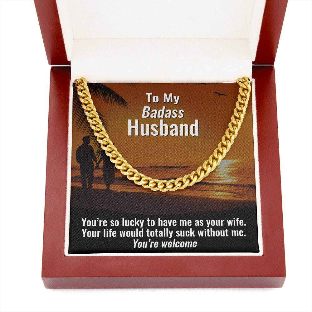 To My Badass Husband | You're So Lucky ❤️🥰 | Jewelry | C30184T, C30184TG, lx-C30184, PB23-WOOD, PROD-1822840, PT-1772, USER-43062 | TageUnlimited
