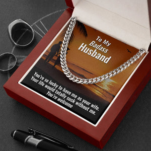 To My Badass Husband | You're So Lucky ❤️🥰 | Jewelry | C30184T, C30184TG, lx-C30184, PB23-WOOD, PROD-1822840, PT-1772, USER-43062 | TageUnlimited