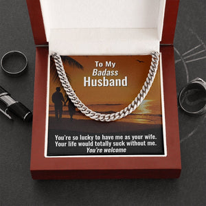 To My Badass Husband | You're So Lucky ❤️🥰 | Jewelry | C30184T, C30184TG, lx-C30184, PB23-WOOD, PROD-1822840, PT-1772, USER-43062 | TageUnlimited