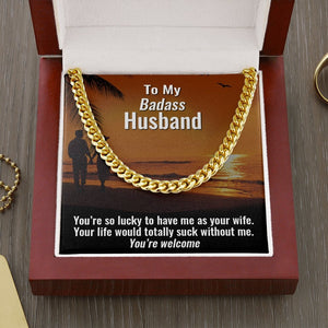 To My Badass Husband | You're So Lucky ❤️🥰 | Jewelry | C30184T, C30184TG, lx-C30184, PB23-WOOD, PROD-1822840, PT-1772, USER-43062 | TageUnlimited