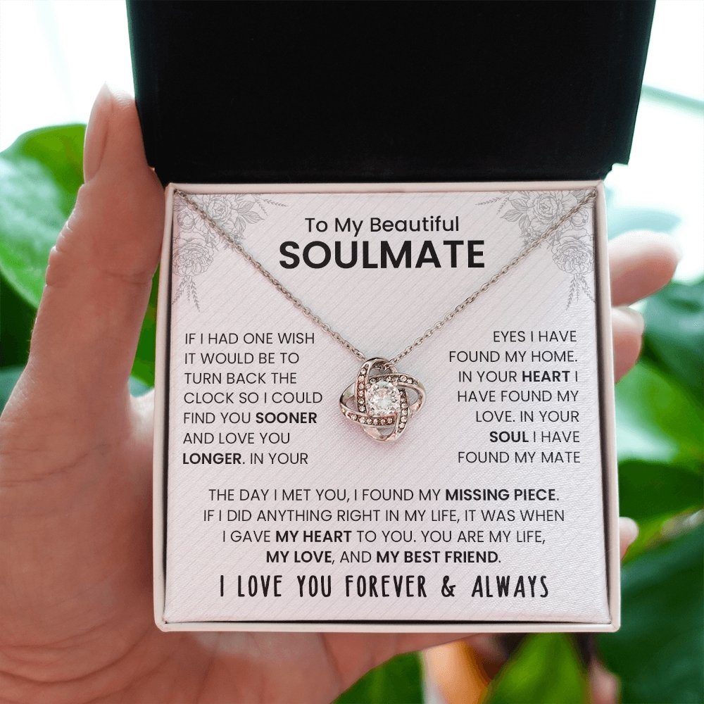 To My Beautiful Soulmate | If I Had One Wish (The Love Knot Necklace) | Jewelry | C30011TG, C30011TR, lx-C30011, PB23-WOOD, PROD-2242085, PT-922, TNM-1, USER-43062 | TageUnlimited
