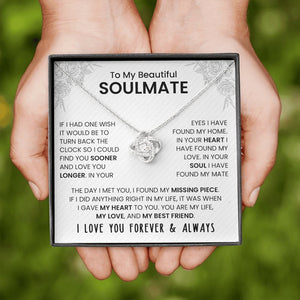 To My Beautiful Soulmate | If I Had One Wish (The Love Knot Necklace) | Jewelry | C30011TG, C30011TR, lx-C30011, PB23-WOOD, PROD-2242085, PT-922, TNM-1, USER-43062 | TageUnlimited