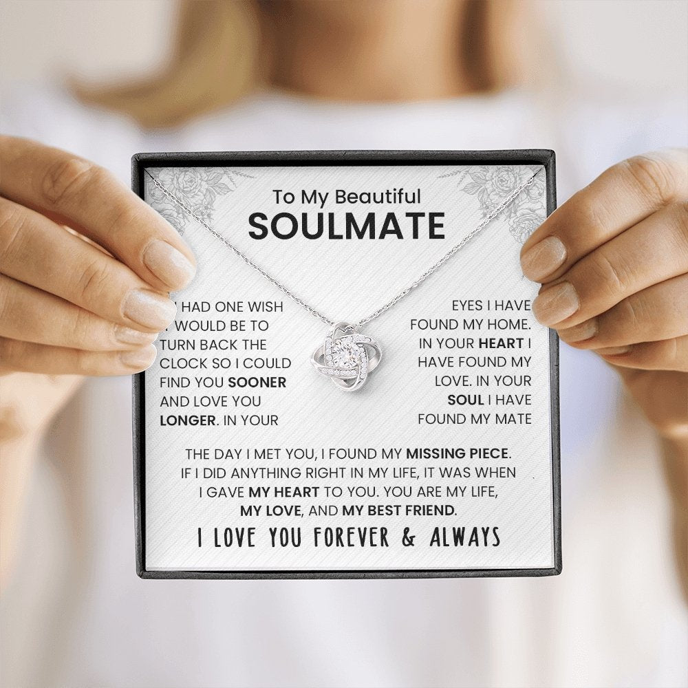 To My Beautiful Soulmate | If I Had One Wish (The Love Knot Necklace) | Jewelry | C30011TG, C30011TR, lx-C30011, PB23-WOOD, PROD-2242085, PT-922, TNM-1, USER-43062 | TageUnlimited