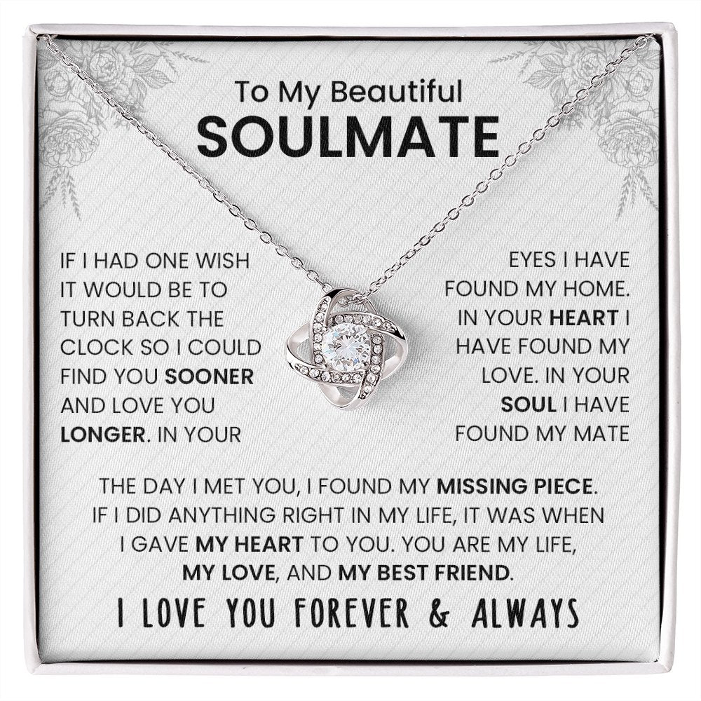 To My Beautiful Soulmate | If I Had One Wish (The Love Knot Necklace) | Jewelry | C30011TG, C30011TR, lx-C30011, PB23-WOOD, PROD-2242085, PT-922, TNM-1, USER-43062 | TageUnlimited