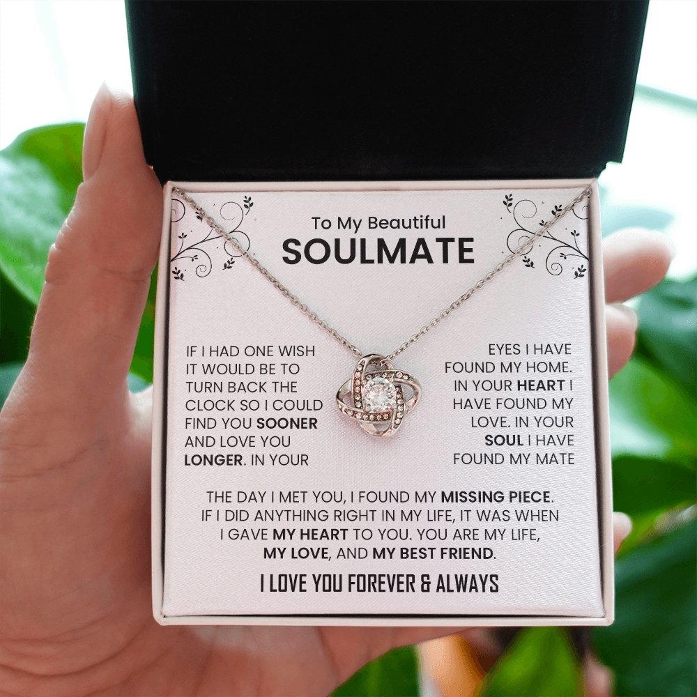To My Beautiful Soulmate | The Day I Met You (Love Knot Necklace) | Jewelry | C30011TG, C30011TR, lx-C30011, PB23-WOOD, PROD-2242092, PT-922, TNM-1, USER-43062 | TageUnlimited