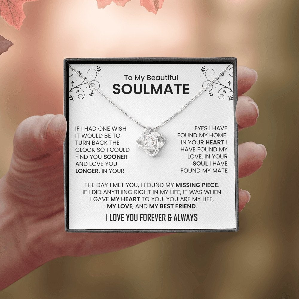 To My Beautiful Soulmate | The Day I Met You (Love Knot Necklace) | Jewelry | C30011TG, C30011TR, lx-C30011, PB23-WOOD, PROD-2242092, PT-922, TNM-1, USER-43062 | TageUnlimited