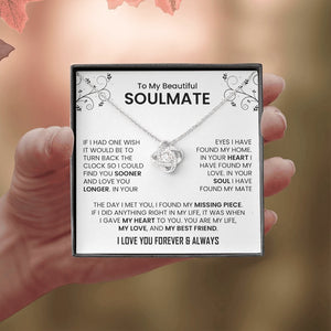 To My Beautiful Soulmate | The Day I Met You (Love Knot Necklace) | Jewelry | C30011TG, C30011TR, lx-C30011, PB23-WOOD, PROD-2242092, PT-922, TNM-1, USER-43062 | TageUnlimited