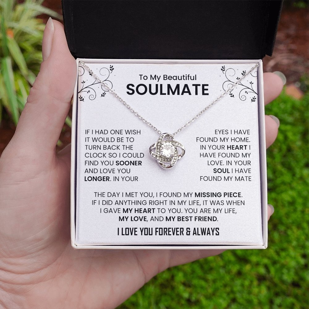 To My Beautiful Soulmate | The Day I Met You (Love Knot Necklace) | Jewelry | C30011TG, C30011TR, lx-C30011, PB23-WOOD, PROD-2242092, PT-922, TNM-1, USER-43062 | TageUnlimited