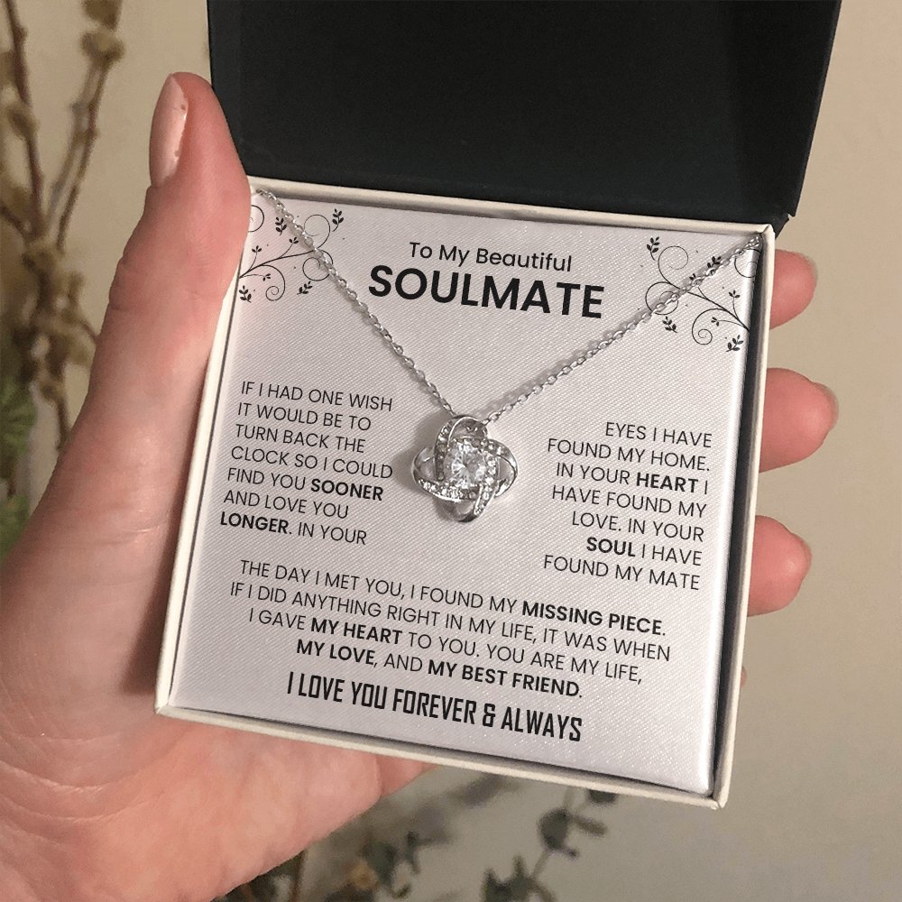 To My Beautiful Soulmate | The Day I Met You (Love Knot Necklace) | Jewelry | C30011TG, C30011TR, lx-C30011, PB23-WOOD, PROD-2242092, PT-922, TNM-1, USER-43062 | TageUnlimited
