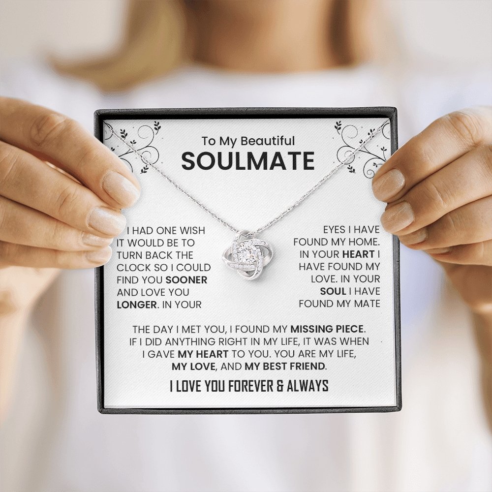 To My Beautiful Soulmate | The Day I Met You (Love Knot Necklace) | Jewelry | C30011TG, C30011TR, lx-C30011, PB23-WOOD, PROD-2242092, PT-922, TNM-1, USER-43062 | TageUnlimited