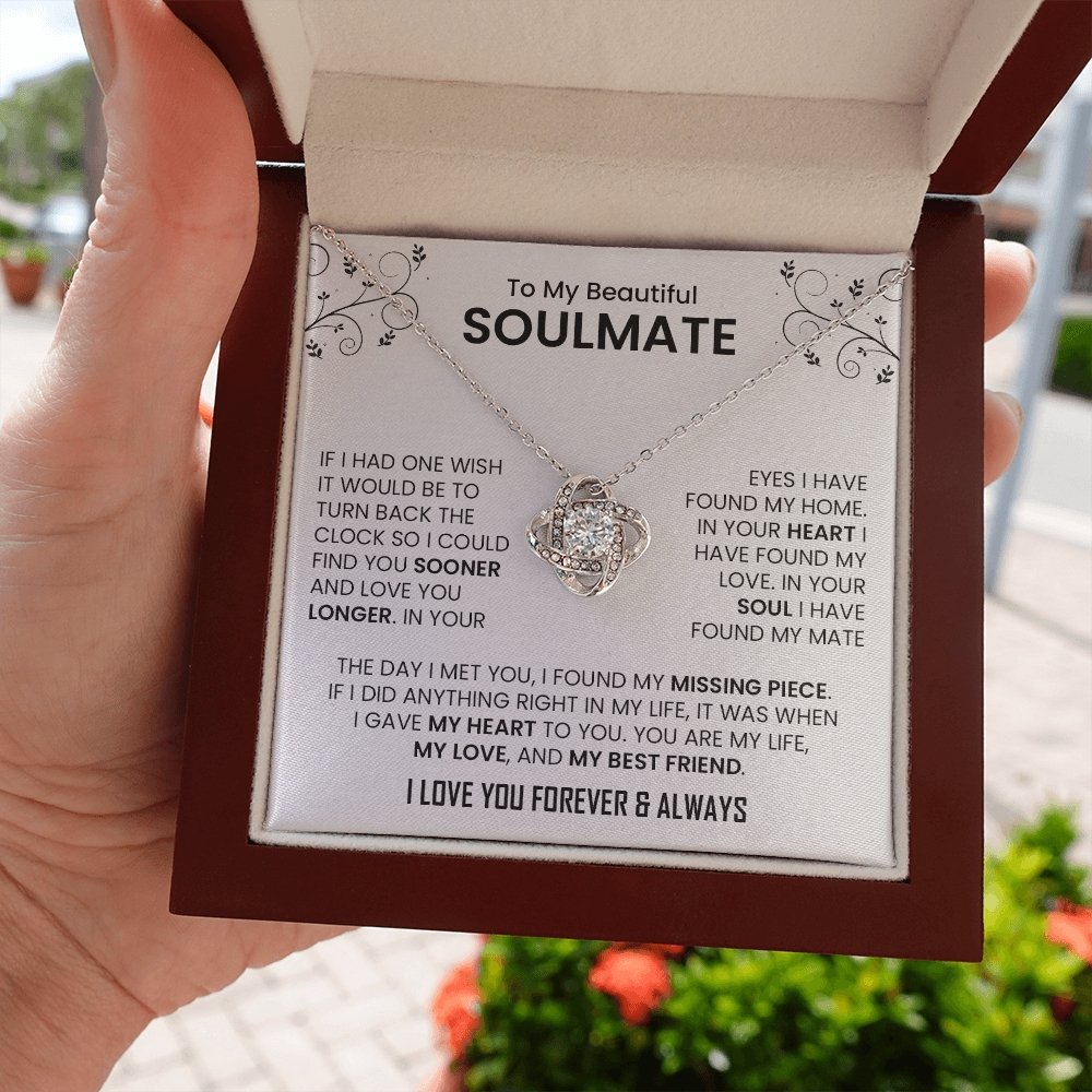 To My Beautiful Soulmate | The Day I Met You (Love Knot Necklace) | Jewelry | C30011TG, C30011TR, lx-C30011, PB23-WOOD, PROD-2242092, PT-922, TNM-1, USER-43062 | TageUnlimited