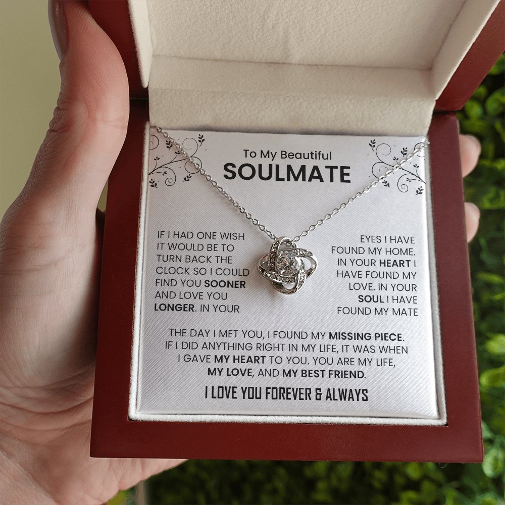 To My Beautiful Soulmate | The Day I Met You (Love Knot Necklace) | Jewelry | C30011TG, C30011TR, lx-C30011, PB23-WOOD, PROD-2242092, PT-922, TNM-1, USER-43062 | TageUnlimited
