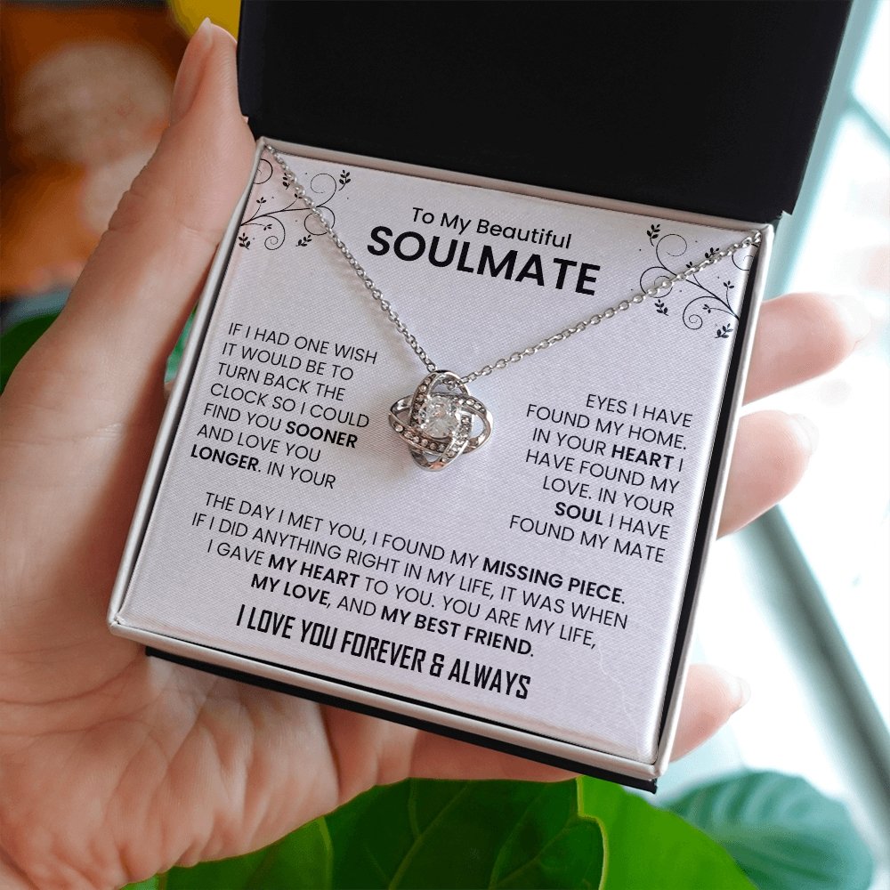 To My Beautiful Soulmate | The Day I Met You (Love Knot Necklace) | Jewelry | C30011TG, C30011TR, lx-C30011, PB23-WOOD, PROD-2242092, PT-922, TNM-1, USER-43062 | TageUnlimited