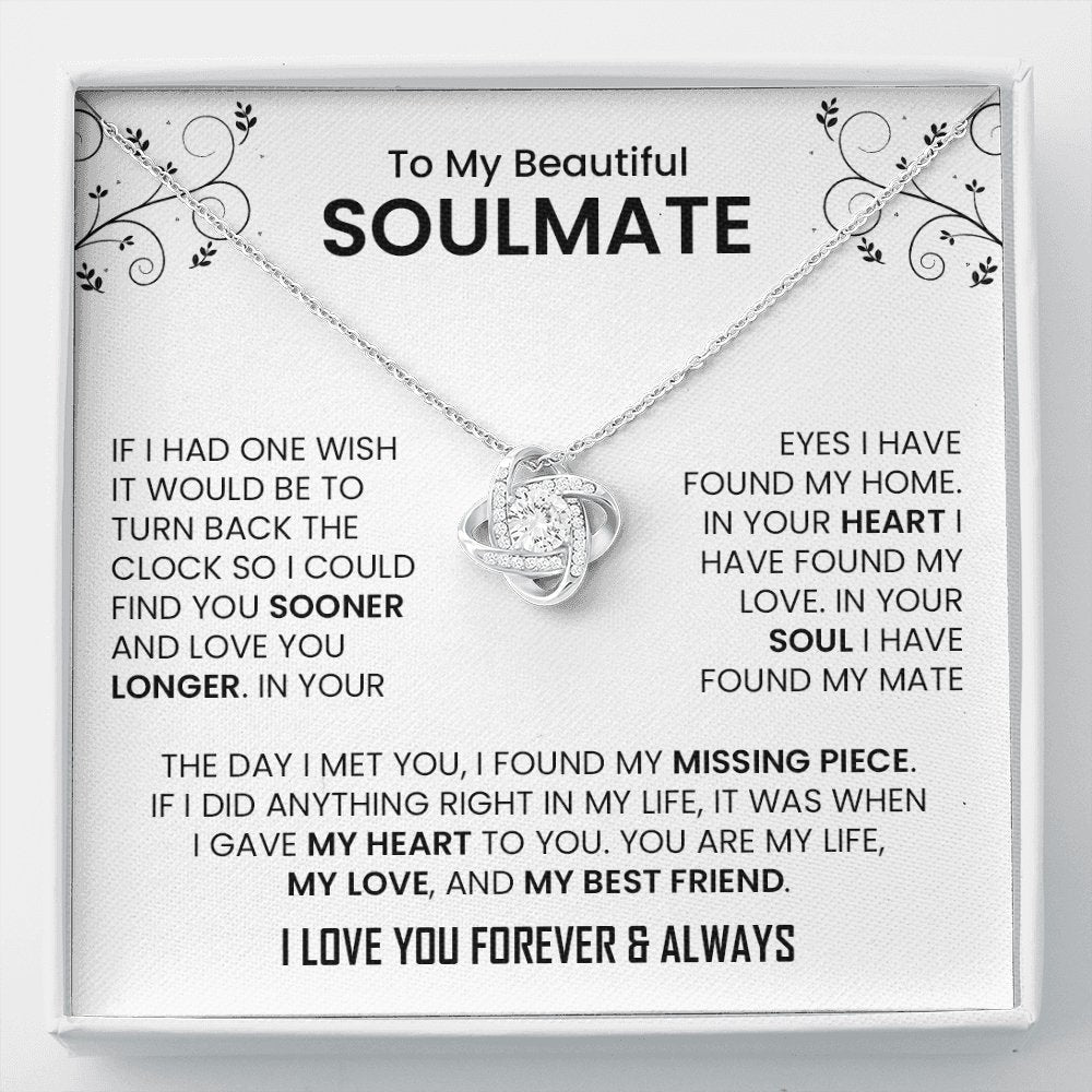 To My Beautiful Soulmate | The Day I Met You (Love Knot Necklace) | Jewelry | C30011TG, C30011TR, lx-C30011, PB23-WOOD, PROD-2242092, PT-922, TNM-1, USER-43062 | TageUnlimited