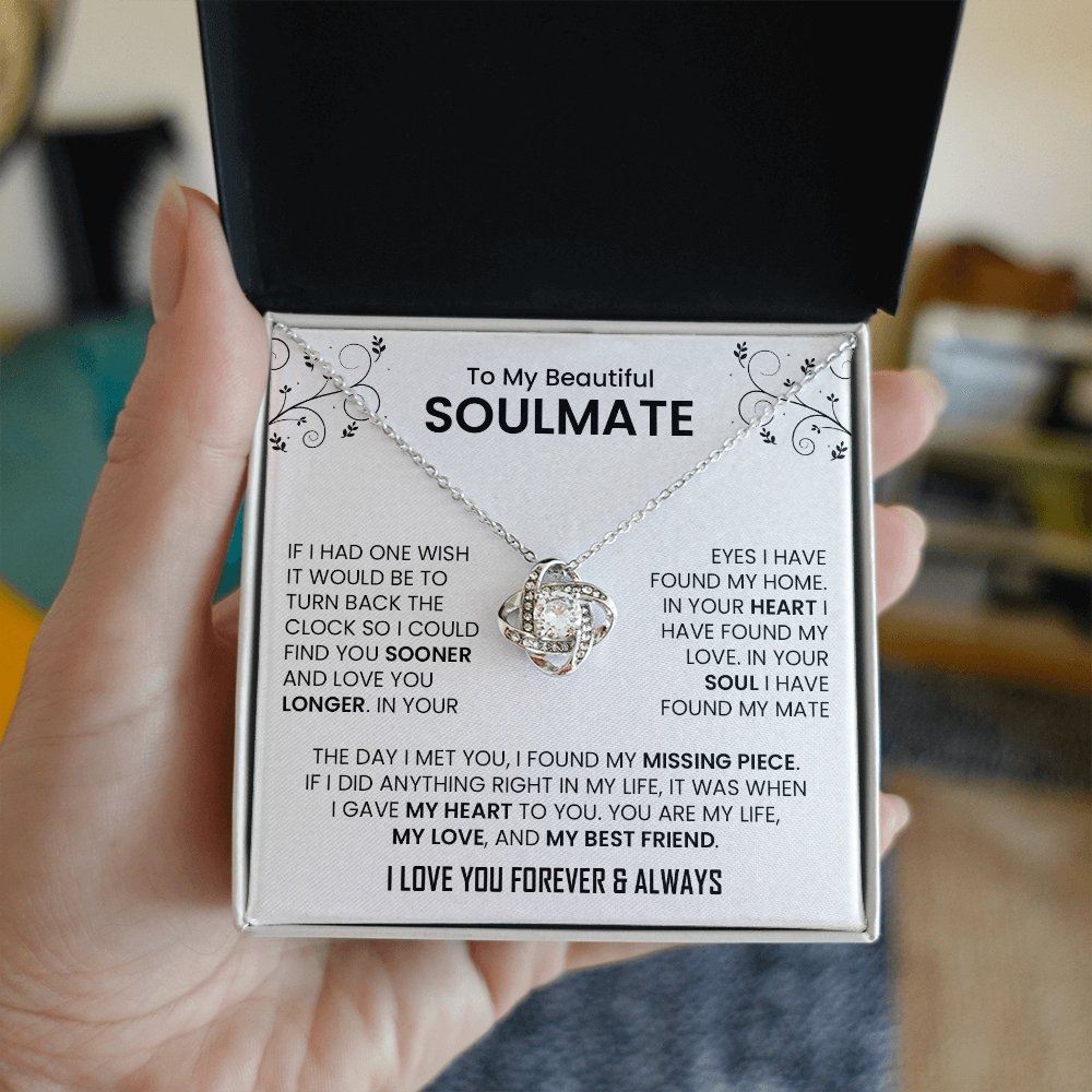To My Beautiful Soulmate | The Day I Met You (Love Knot Necklace) | Jewelry | C30011TG, C30011TR, lx-C30011, PB23-WOOD, PROD-2242092, PT-922, TNM-1, USER-43062 | TageUnlimited