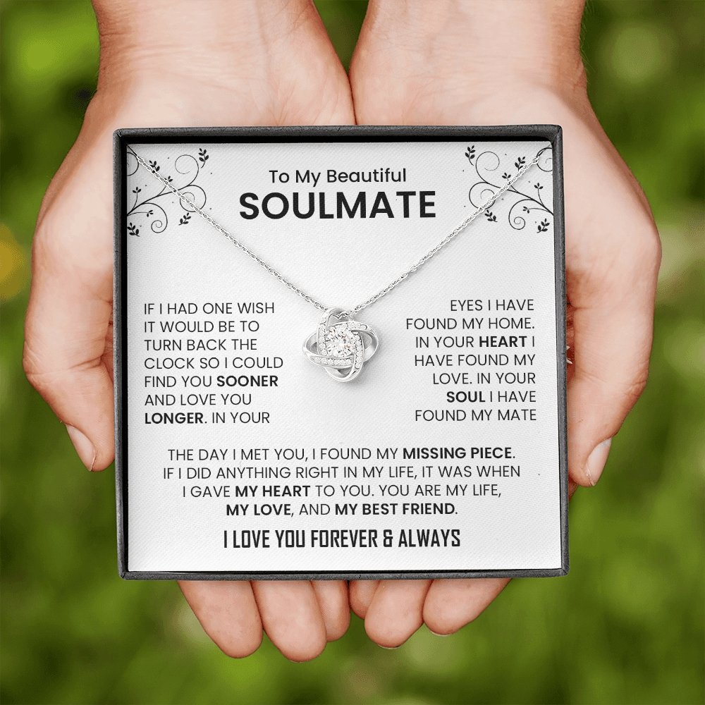 To My Beautiful Soulmate | The Day I Met You (Love Knot Necklace) | Jewelry | C30011TG, C30011TR, lx-C30011, PB23-WOOD, PROD-2242092, PT-922, TNM-1, USER-43062 | TageUnlimited