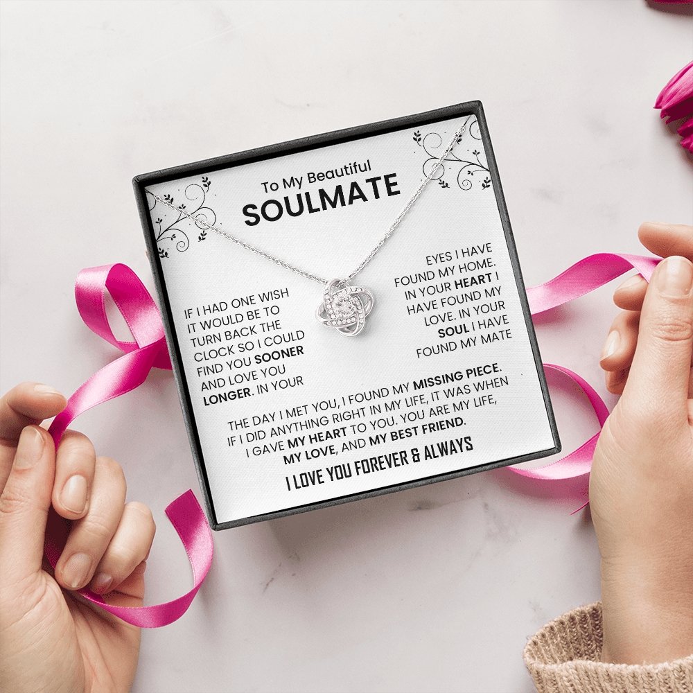 To My Beautiful Soulmate | The Day I Met You (Love Knot Necklace) | Jewelry | C30011TG, C30011TR, lx-C30011, PB23-WOOD, PROD-2242092, PT-922, TNM-1, USER-43062 | TageUnlimited