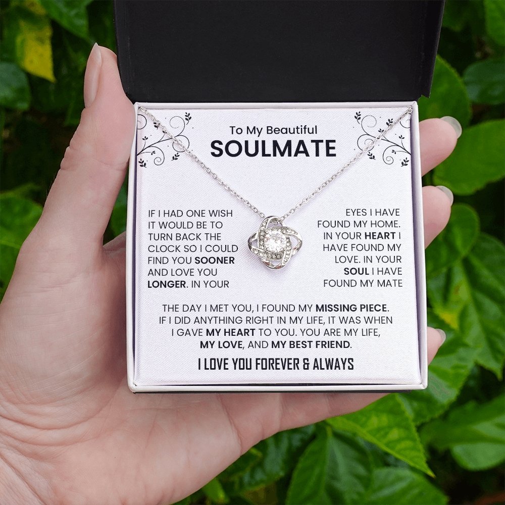 To My Beautiful Soulmate | The Day I Met You (Love Knot Necklace) | Jewelry | C30011TG, C30011TR, lx-C30011, PB23-WOOD, PROD-2242092, PT-922, TNM-1, USER-43062 | TageUnlimited