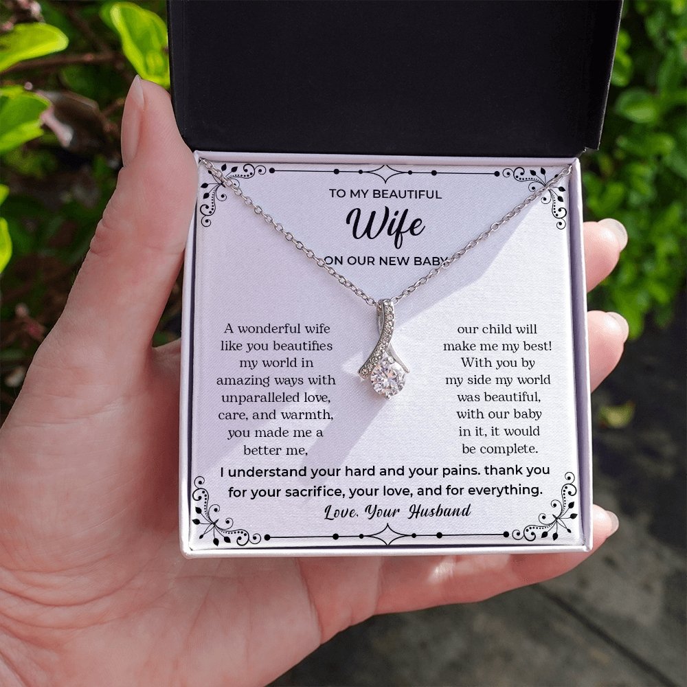 To My Beautiful Wife | On Our New Baby | Jewelry | C30084TG, C30084TR, lx-C30084, PB23-WOOD, PROD-2083517, PT-930, TNM-1, USER-43062 | TageUnlimited