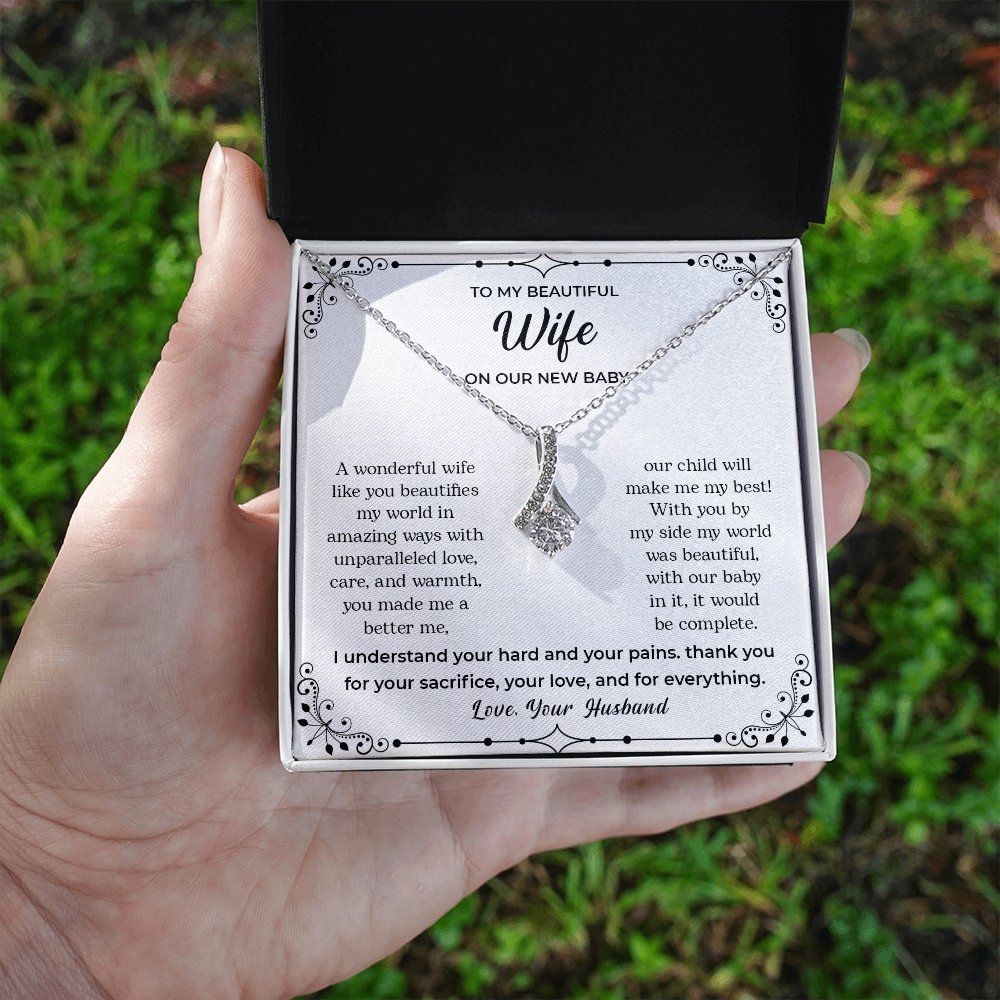 To My Beautiful Wife | On Our New Baby | Jewelry | C30084TG, C30084TR, lx-C30084, PB23-WOOD, PROD-2083517, PT-930, TNM-1, USER-43062 | TageUnlimited