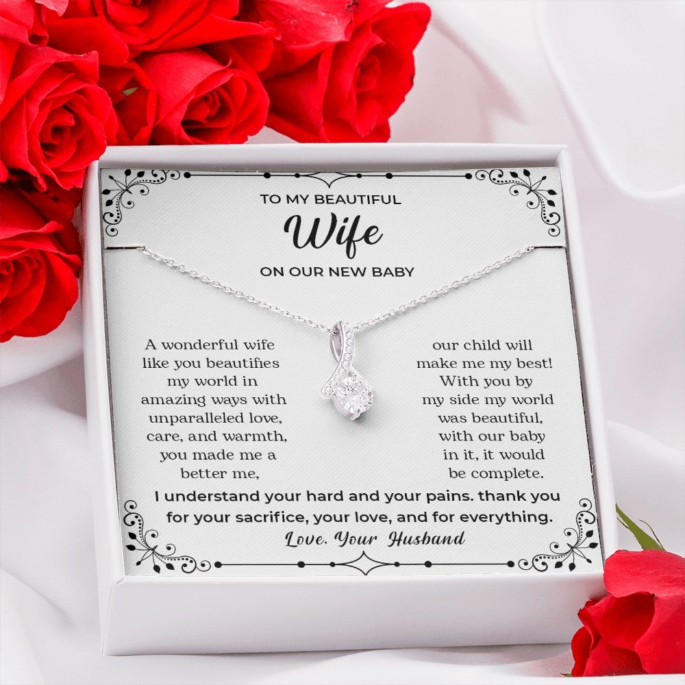 To My Beautiful Wife | On Our New Baby | Jewelry | C30084TG, C30084TR, lx-C30084, PB23-WOOD, PROD-2083517, PT-930, TNM-1, USER-43062 | TageUnlimited