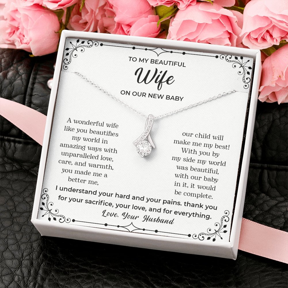 To My Beautiful Wife | On Our New Baby | Jewelry | C30084TG, C30084TR, lx-C30084, PB23-WOOD, PROD-2083517, PT-930, TNM-1, USER-43062 | TageUnlimited