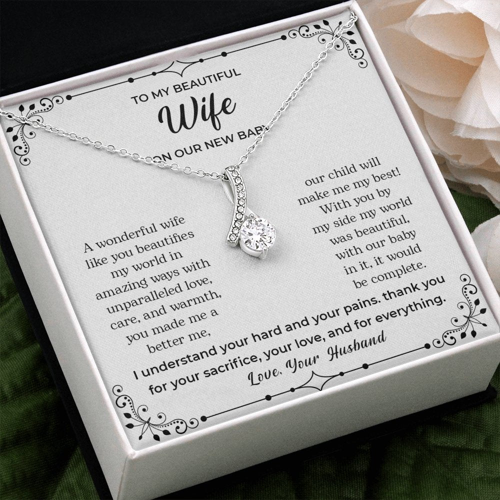To My Beautiful Wife | On Our New Baby | Jewelry | C30084TG, C30084TR, lx-C30084, PB23-WOOD, PROD-2083517, PT-930, TNM-1, USER-43062 | TageUnlimited