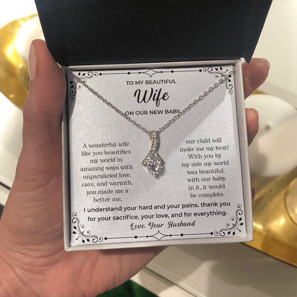 To My Beautiful Wife | On Our New Baby | Jewelry | C30084TG, C30084TR, lx-C30084, PB23-WOOD, PROD-2083517, PT-930, TNM-1, USER-43062 | TageUnlimited