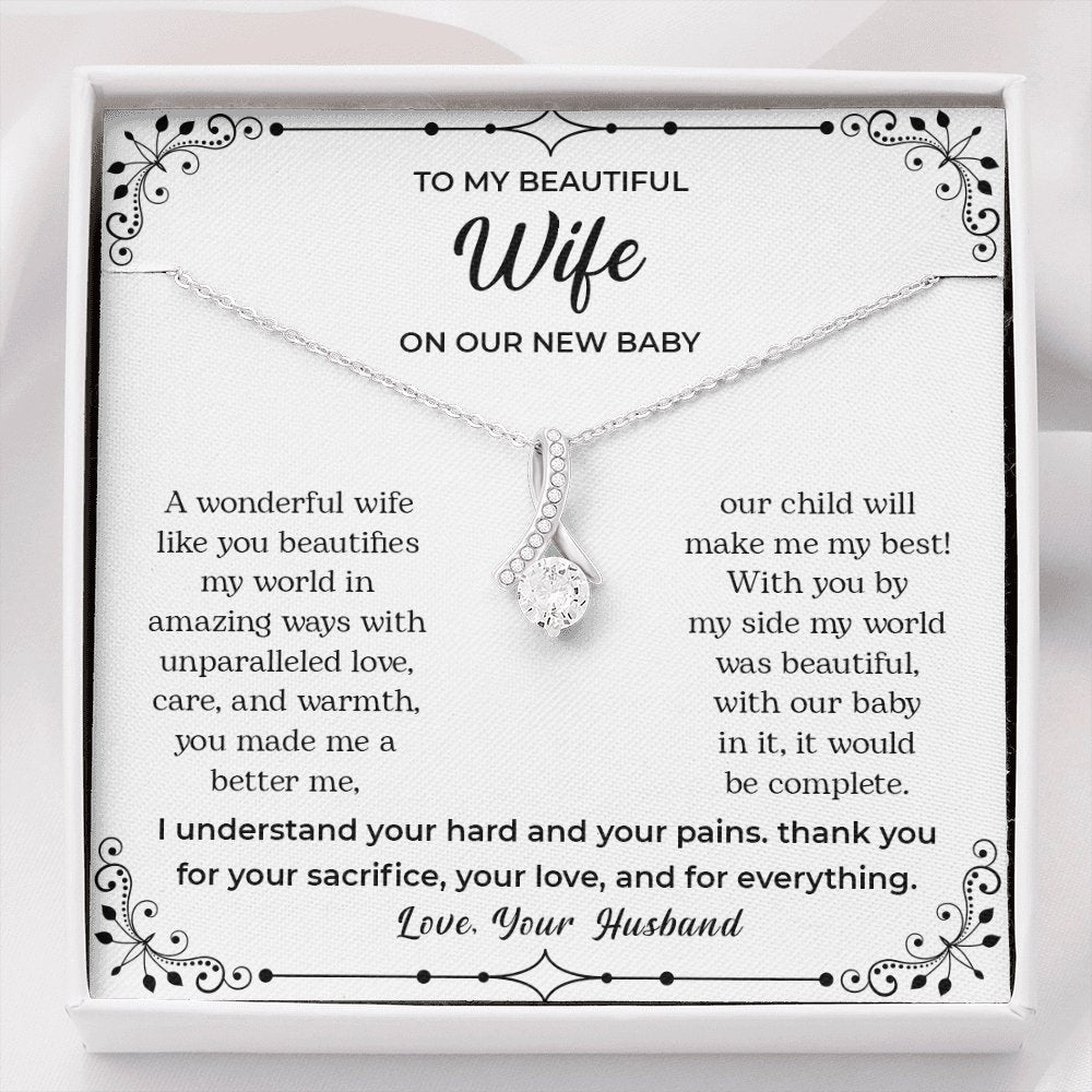 To My Beautiful Wife | On Our New Baby | Jewelry | C30084TG, C30084TR, lx-C30084, PB23-WOOD, PROD-2083517, PT-930, TNM-1, USER-43062 | TageUnlimited
