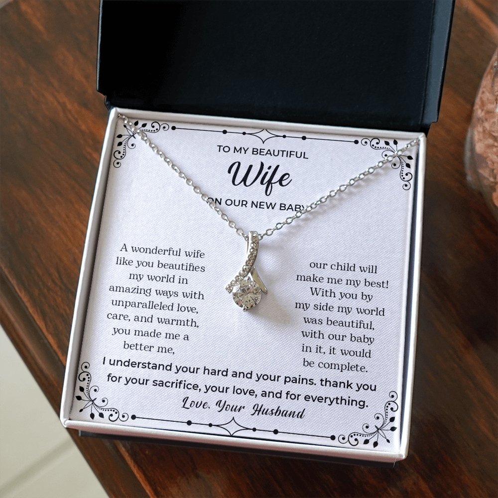 To My Beautiful Wife | On Our New Baby | Jewelry | C30084TG, C30084TR, lx-C30084, PB23-WOOD, PROD-2083517, PT-930, TNM-1, USER-43062 | TageUnlimited
