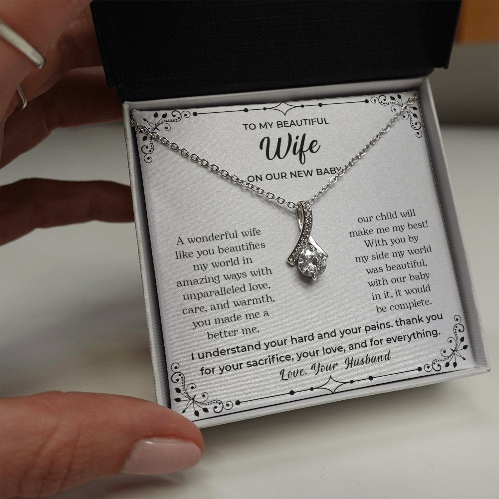 To My Beautiful Wife | On Our New Baby | Jewelry | C30084TG, C30084TR, lx-C30084, PB23-WOOD, PROD-2083517, PT-930, TNM-1, USER-43062 | TageUnlimited