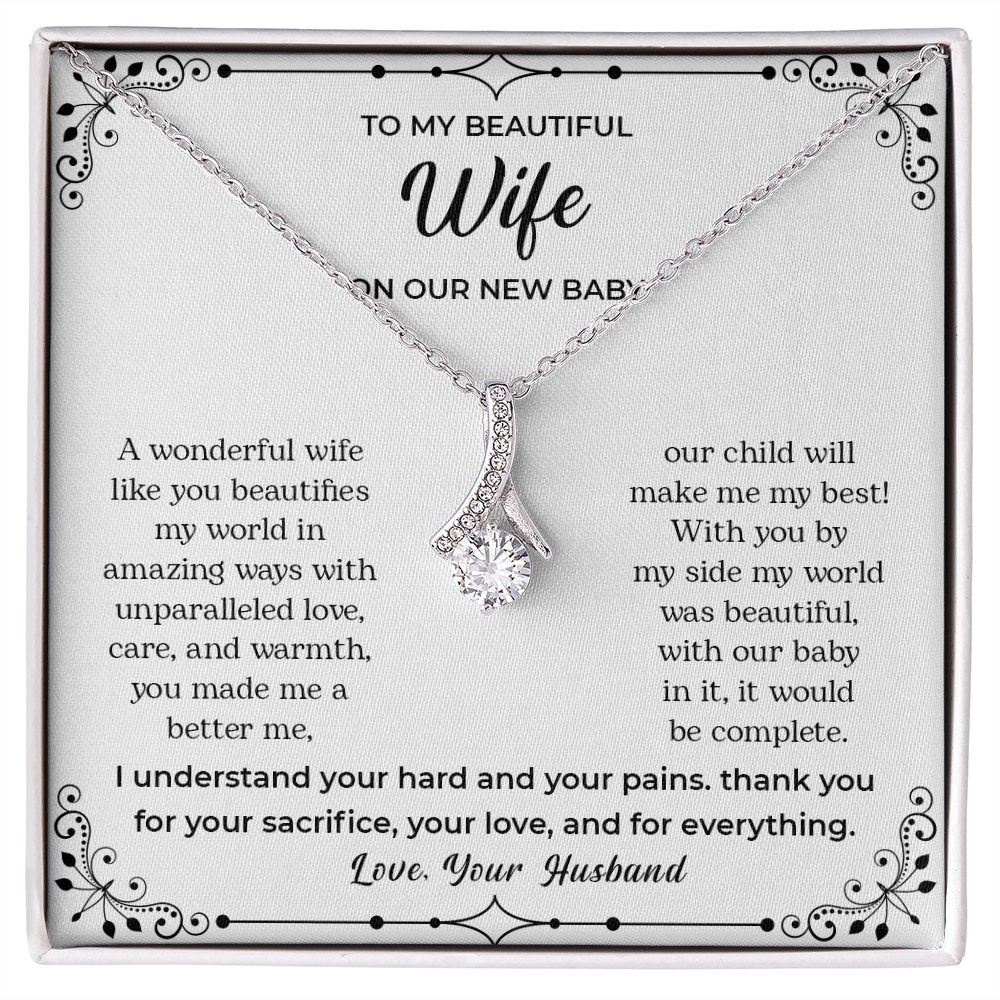 To My Beautiful Wife | On Our New Baby | Jewelry | C30084TG, C30084TR, lx-C30084, PB23-WOOD, PROD-2083517, PT-930, TNM-1, USER-43062 | TageUnlimited
