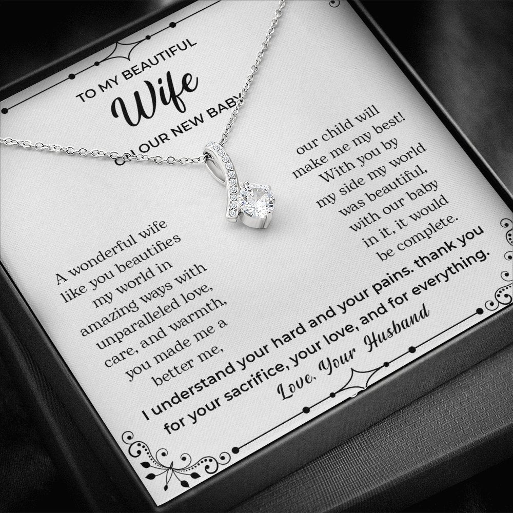 To My Beautiful Wife | On Our New Baby | Jewelry | C30084TG, C30084TR, lx-C30084, PB23-WOOD, PROD-2083517, PT-930, TNM-1, USER-43062 | TageUnlimited