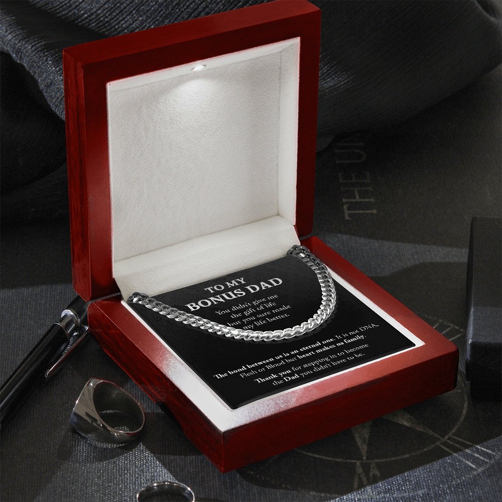 To My Bonus Dad | Thank You For Stepping In 💖 | Jewelry | C30184T, C30184TG, lx-C30184, PB23-WOOD, PROD-1826832, PT-1772, USER-43062 | TageUnlimited