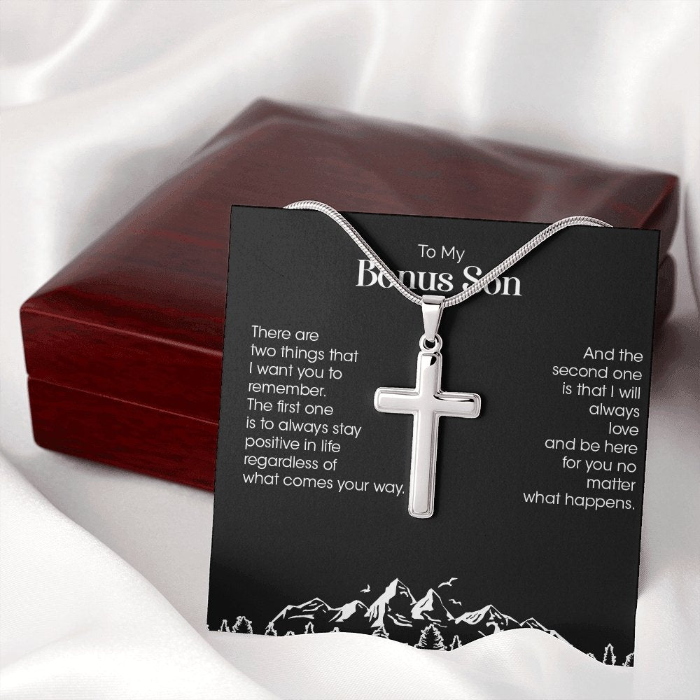To My Bonus Son | Be Positive In Life Always 💙💖 | Jewelry | A1013T, E070T, lx-E070, PB23-WOOD, PROD-1834953, PT-966, TNM-1, USER-43062 | TageUnlimited