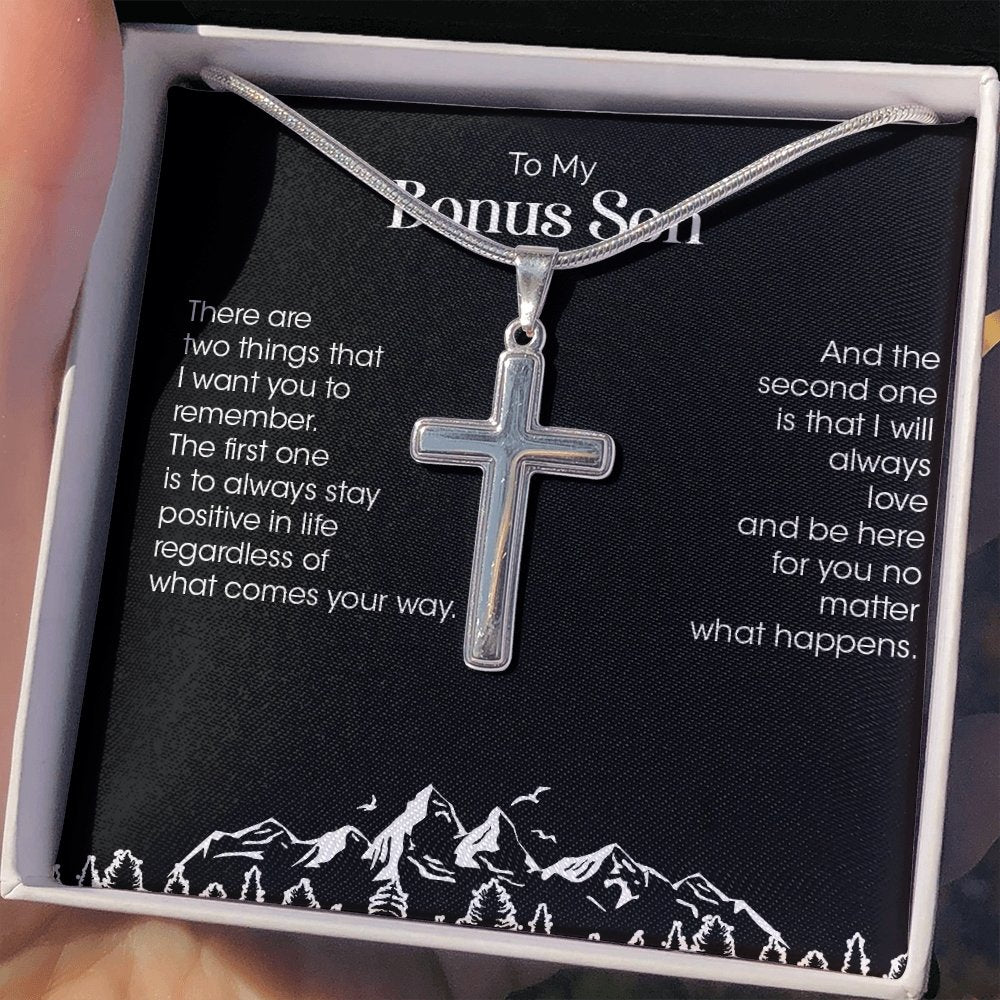 To My Bonus Son | Be Positive In Life Always 💙💖 | Jewelry | A1013T, E070T, lx-E070, PB23-WOOD, PROD-1834953, PT-966, TNM-1, USER-43062 | TageUnlimited