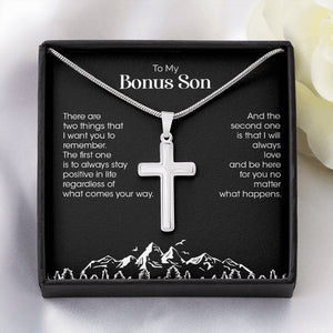 To My Bonus Son | Be Positive In Life Always 💙💖 | Jewelry | A1013T, E070T, lx-E070, PB23-WOOD, PROD-1834953, PT-966, TNM-1, USER-43062 | TageUnlimited
