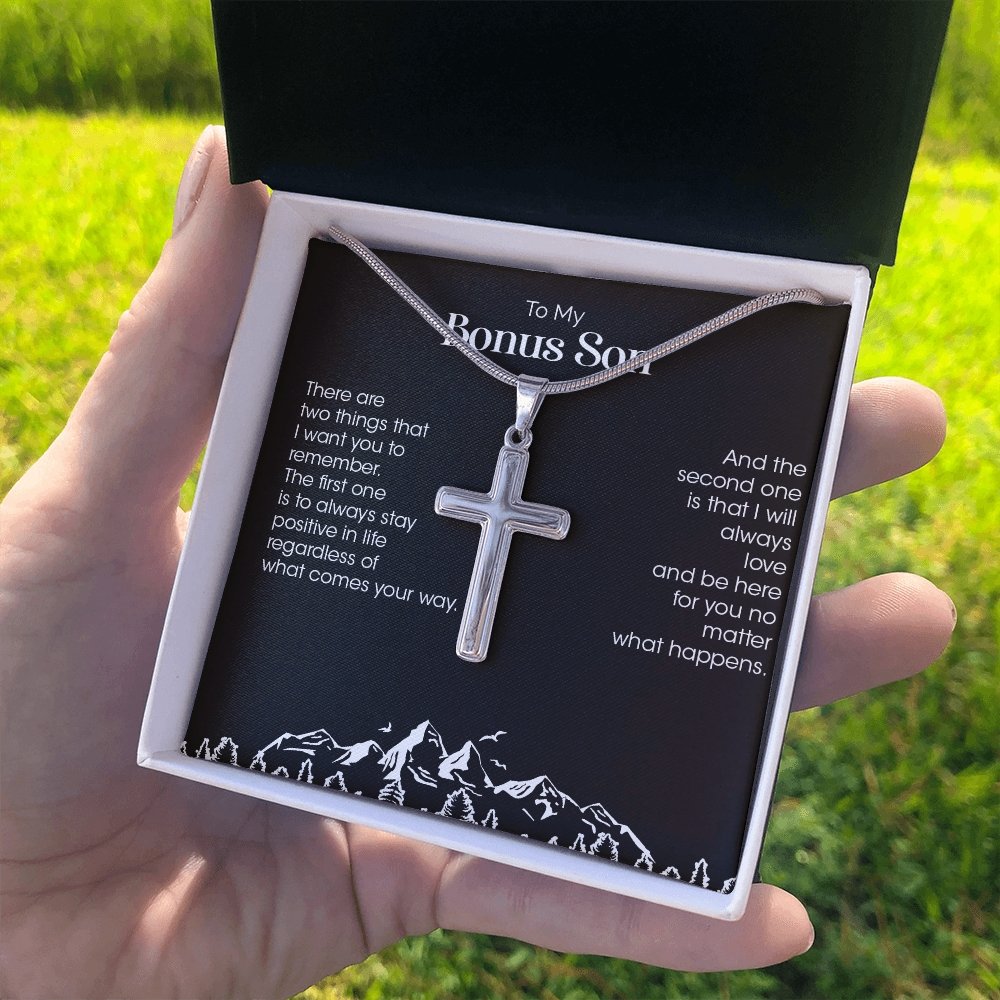 To My Bonus Son | Be Positive In Life Always 💙💖 | Jewelry | A1013T, E070T, lx-E070, PB23-WOOD, PROD-1834953, PT-966, TNM-1, USER-43062 | TageUnlimited