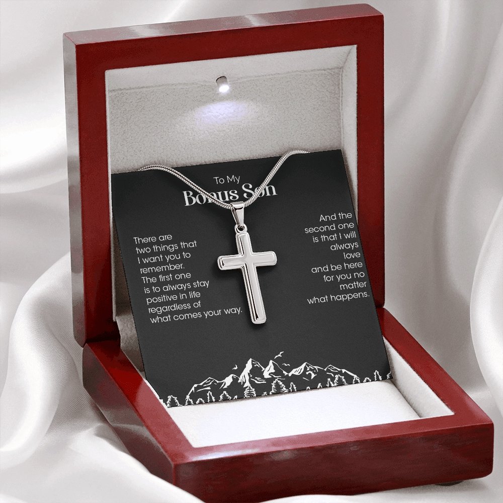 To My Bonus Son | Be Positive In Life Always 💙💖 | Jewelry | A1013T, E070T, lx-E070, PB23-WOOD, PROD-1834953, PT-966, TNM-1, USER-43062 | TageUnlimited
