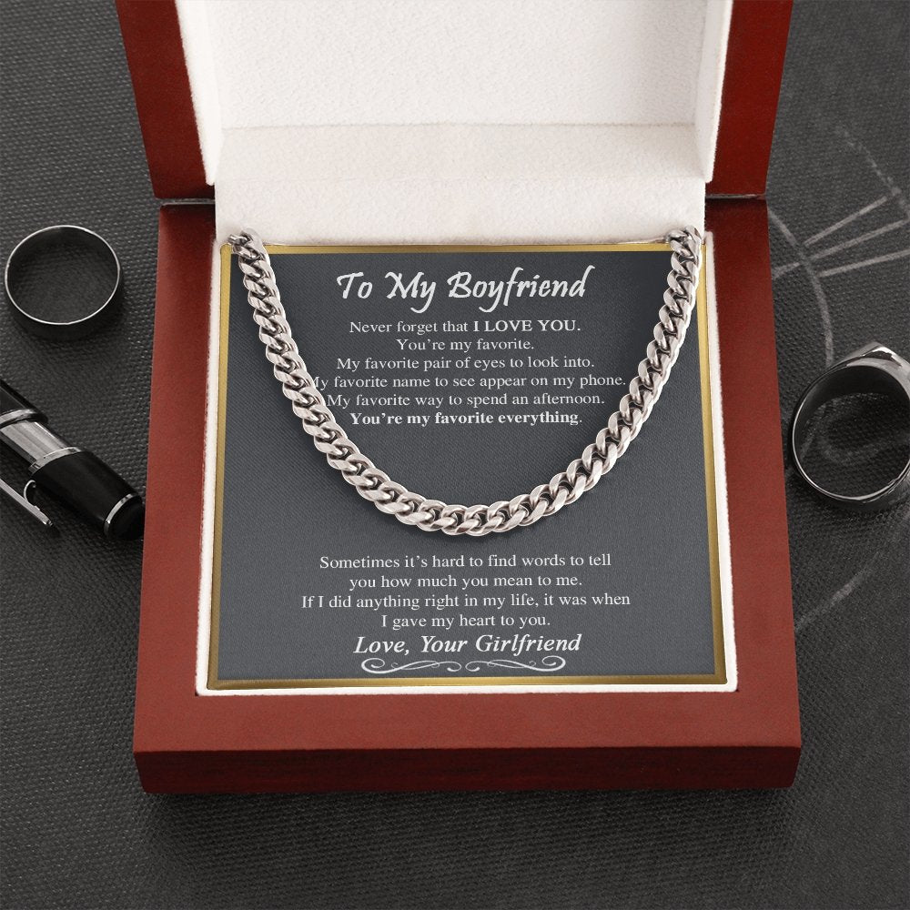 To My Boyfriend | You're My favorite Everything ❤️💖 | Jewelry | C30184T, C30184TG, lx-C30184, PB23-WOOD, PROD-1821776, PT-1772, USER-43062 | TageUnlimited