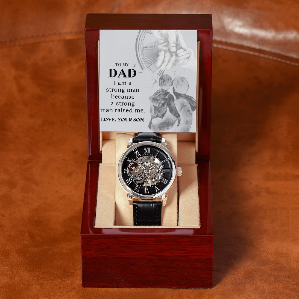 To My Dad Gift Watch | A Strong Man Raised Me | Father's Day Gift | Jewelry | PB24-WOOD, PROD-2222288, PT-4320, USER-43062, W30044 | TageUnlimited
