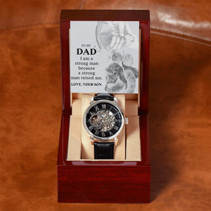 To My Dad Gift Watch | A Strong Man Raised Me | Father's Day Gift | Jewelry | PB24-WOOD, PROD-2222288, PT-4320, USER-43062, W30044 | TageUnlimited