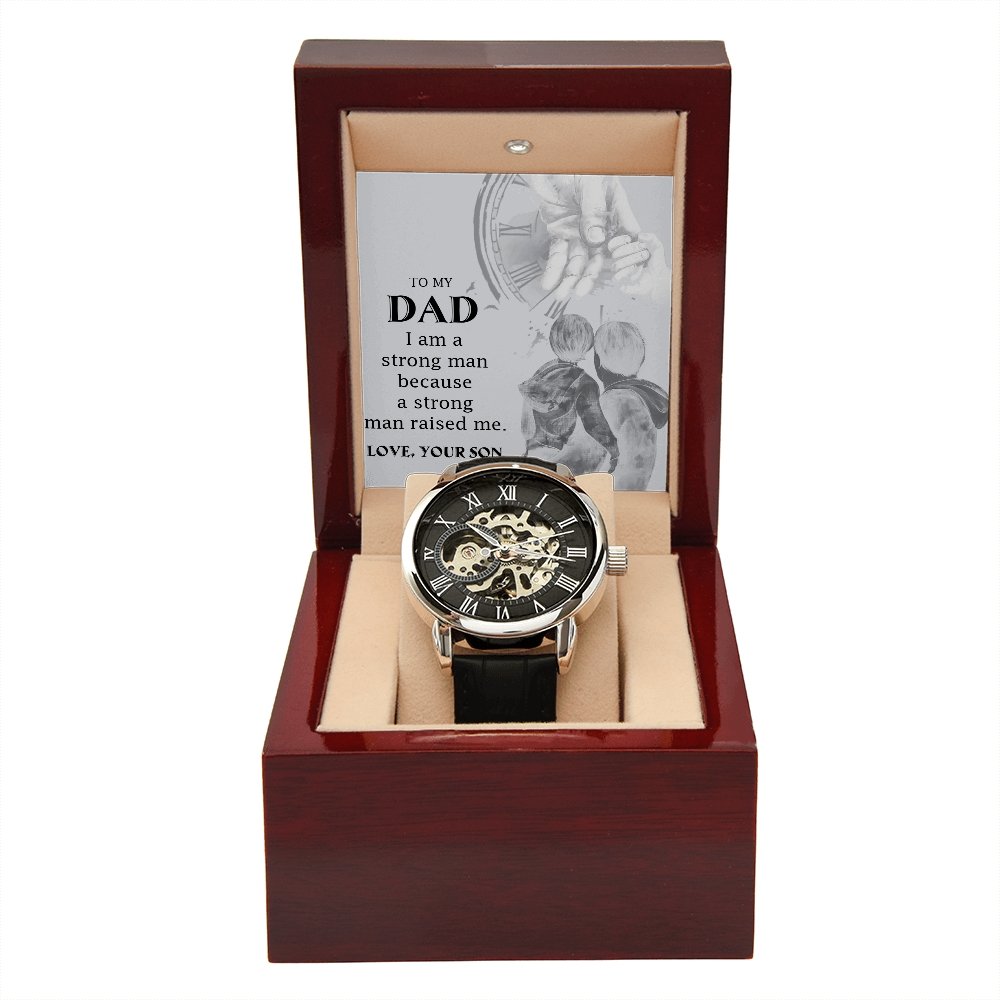 To My Dad Gift Watch | A Strong Man Raised Me | Father's Day Gift | Jewelry | PB24-WOOD, PROD-2222288, PT-4320, USER-43062, W30044 | TageUnlimited